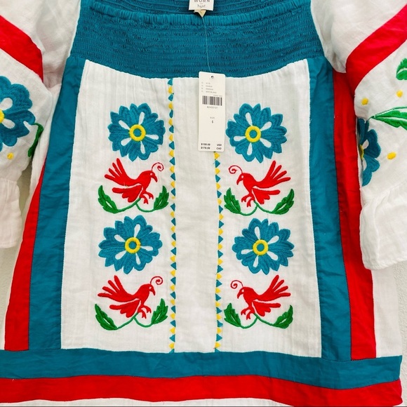 NEW ANTHROPOLOGY NEW Cotton Blouse Seen Worn Kept Embroidered Tunic Bohemian - Picture 8 of 13